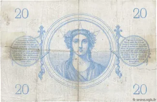France 20 Francs, 1870-1873 reverse