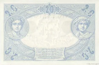 France 20 Francs, 1874-1905 reverse