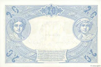 France 20 Francs, 1905-1913 reverse