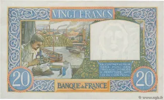 France 20 Francs, 1939-1942 reverse