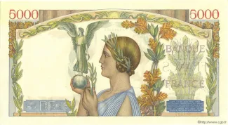 France 5.000 Francs, 1938-1944 reverse