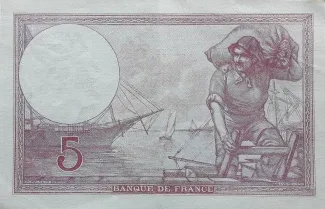 France 5 Francs, 1939-1940 reverse