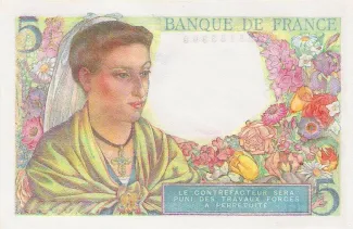 France 5 Francs, 1943-1947 reverse