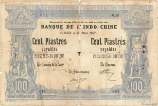 French Indochina 100 Piastres, 1903-1907 obverse