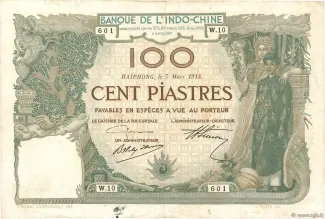 French Indochina 100 Piastres, 1911-1919 obverse