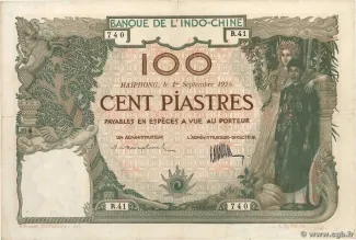 French Indochina 100 Piastres, 1925 obverse