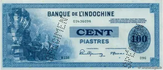 French Indochina 100 Piastres, 1945 obverse