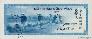 French Indochina 100 Piastres, 1945 reverse