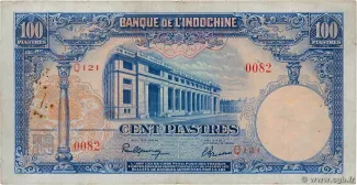 French Indochina 100 Piastres, 1946 obverse
