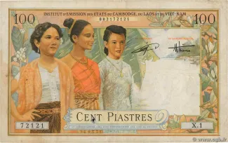 French Indochina 100 Piastres, 1954 obverse