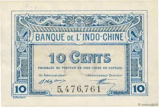 French Indochina 10 Cents, 1920-1923 obverse