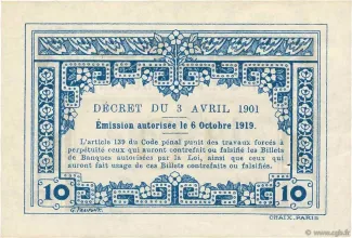 French Indochina 10 Cents, 1920-1923 reverse