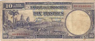 French Indochina 10 Piastres, 1947-1951 obverse