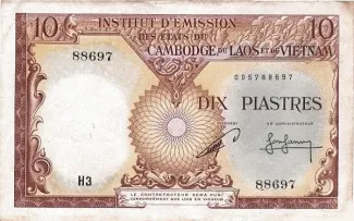 French Indochina 10 Piastres, 1953 obverse