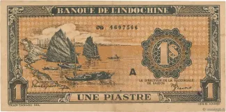 French Indochina 1 Piastre, 1942-1945 obverse