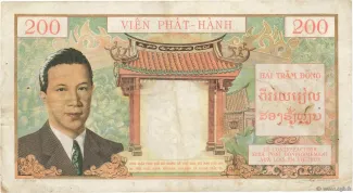French Indochina 200 Piastres, 1953 reverse