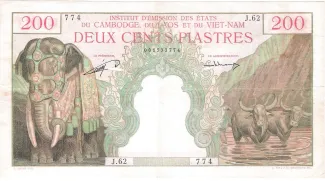 French Indochina 200 Piastres, 1954 obverse