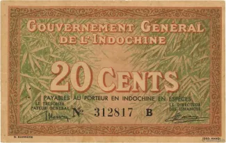 French Indochina 20 Cents, 1939 obverse