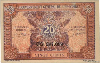French Indochina 20 Cents, 1942 obverse