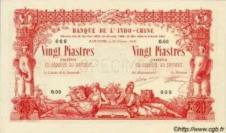 French Indochina 20 Piastres, 1905-1907 obverse