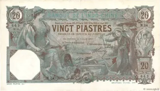 French Indochina 20 Piastres, 1909-1917 obverse