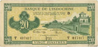 French Indochina 20 Piastres, 1942-1945 obverse