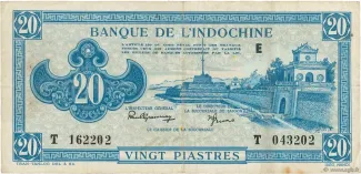 French Indochina 20 Piastres, 1942-1945 obverse