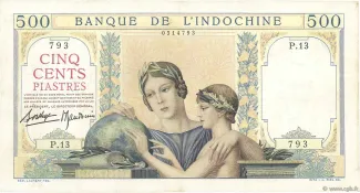 French Indochina 500 Piastres, 1939 obverse