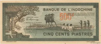 French Indochina 500 Piastres, 1945 obverse