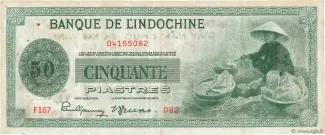French Indochina 50 Piastres, 1945 obverse