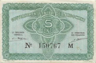French Indochina 5 Cents, 1942 obverse