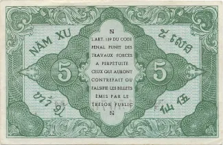 French Indochina 5 Cents, 1942 reverse