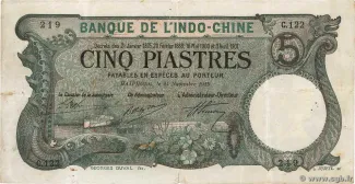 French Indochina 5 Piastres, 1910-1915 obverse