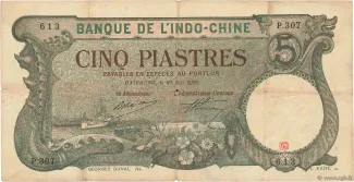 French Indochina 5 Piastres, 1920 obverse