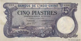 French Indochina 5 Piastres, 1920 obverse