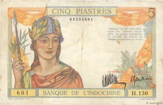 French Indochina 5 Piastres, 1932 obverse