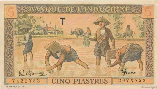 French Indochina 5 Piastres, 1951 obverse