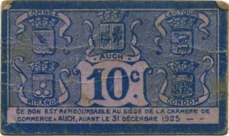 French notgeld 10 Centimes, reverse