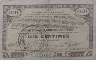 French notgeld 10 Centimes, 1915 image