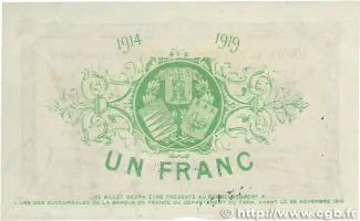 French notgeld 1 Franc, 1914 reverse