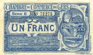 French notgeld 1 Franc, 1916 image