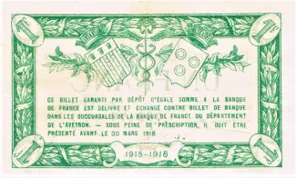 French notgeld 1 Franc, 1915 reverse