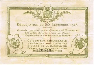 French notgeld 1 Franc, 1915 reverse