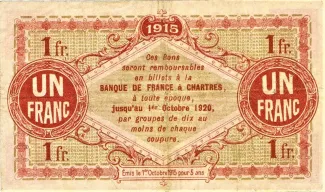 French notgeld 1 Franc, 1915 reverse