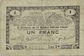 French notgeld 1 Franc, 1915 image