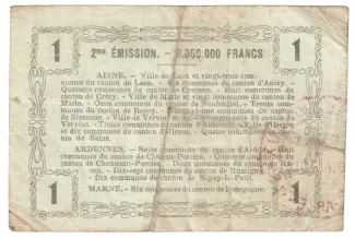French notgeld 1 Franc, 1916 reverse