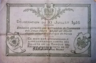 French notgeld 1 Franc, 1916 reverse