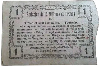 French notgeld 1 Franc, 1916 reverse