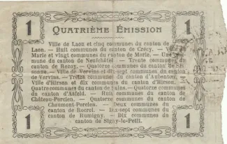 French notgeld 1 Franc, 1917 reverse
