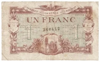 French notgeld 1 Franc, 1917 image